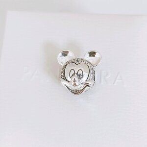 Pandora Mickey Mouse Pavé Clip Charm Bracelet Pendant S925 Silver with box